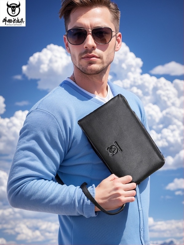 Muški kožni clutch Cow Captain Leather — prirodna koža, otpornost na trošenje, poliester podstava, prostor za 8-inčni laptop