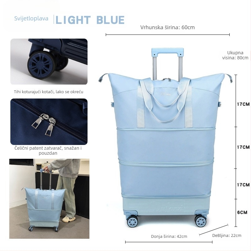 Ženski ruksak s kotačićima za putovanja – veliki kapacitet, proširivi prostor (36–55L, Oxford tkanina, podstava najlon)