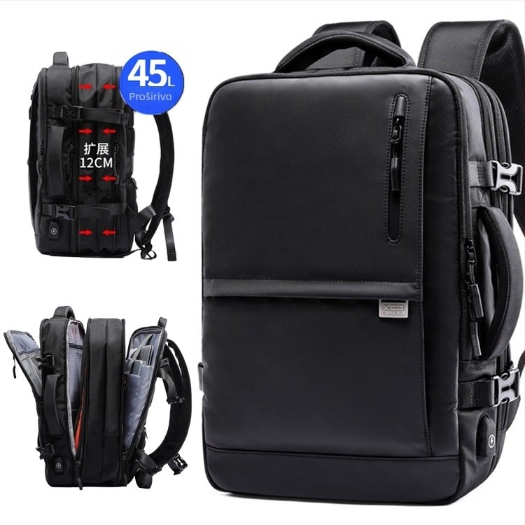Unisex vodootporan ruksak za putovanja, velik kapacitet 36-55 L, materijal Oxford, prozračan, otporan na habanje