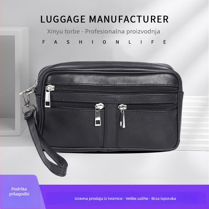Muška torba crossbody od prave kože, urbanistički minimalistički stil, otporna na habanje, podstava od poliestera, proljeće 2025 izdanje