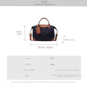 Unisex gradska tote torba, 20-35L, Oxford tkanina, vodootporna i otporna na habanje, Dixfan