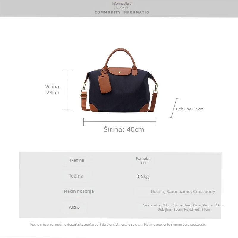 Unisex gradska tote torba, 20-35L, Oxford tkanina, vodootporna i otporna na habanje, Dixfan