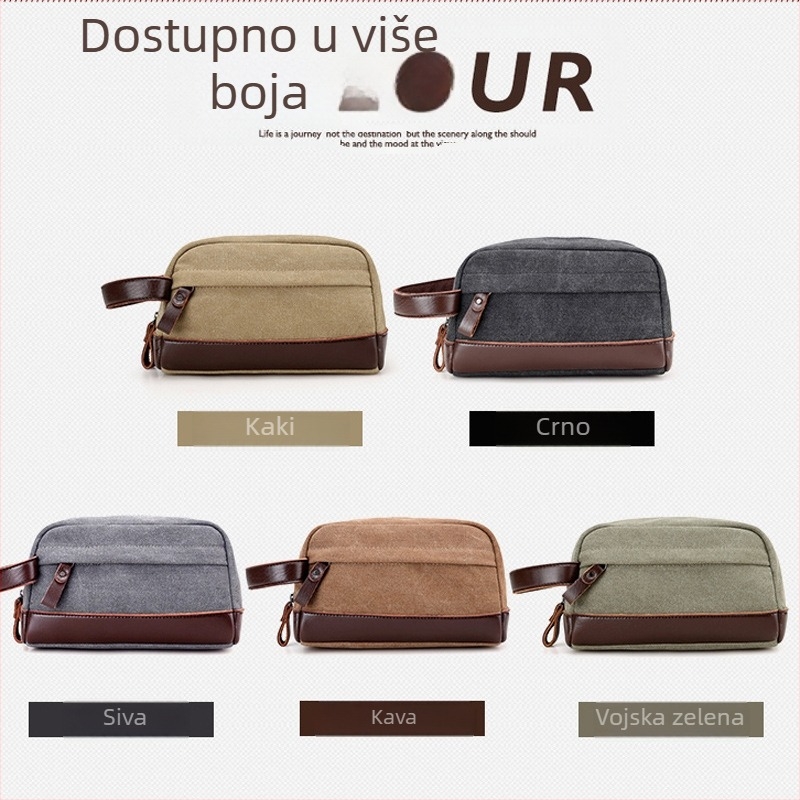 Muški clutch od platna – otporan na trošenje, podstava od poliestera‑pamuka, za putovanja u rekreaciji
