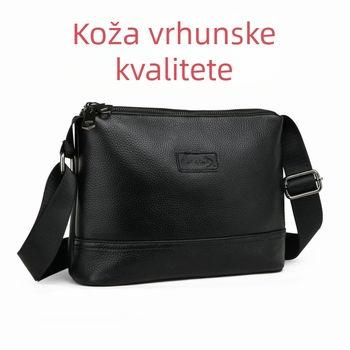 Muška torba na križanje preko ramena od kože prvog sloja, vodootporna, proširiva, podstava od kože, za poslovna putovanja — Bonnie Kangaroo