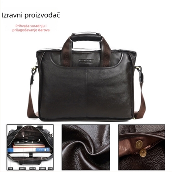 Boston Denton Kožna poslovna torba, gradski stil jednostavnosti, koža gornjeg sloja, poliester za podstavu, za poslovna putovanja