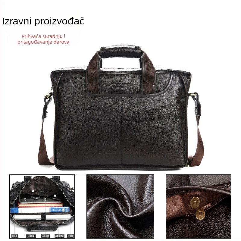 Boston Denton Kožna poslovna torba, gradski stil jednostavnosti, koža gornjeg sloja, poliester za podstavu, za poslovna putovanja