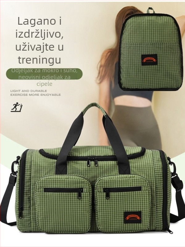 Sklopiva putna torba, kapacitet 20–35 L, Oxford tkanina, vodootporna i otporna na habanje, odjeljak za obuće, odjeljak suho/mokra, crossbody torba