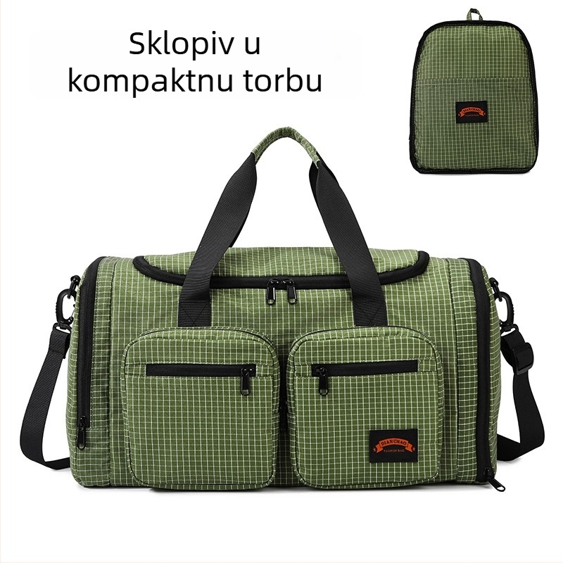 Sklopiva putna torba, kapacitet 20–35 L, Oxford tkanina, vodootporna i otporna na habanje, odjeljak za obuće, odjeljak suho/mokra, crossbody torba