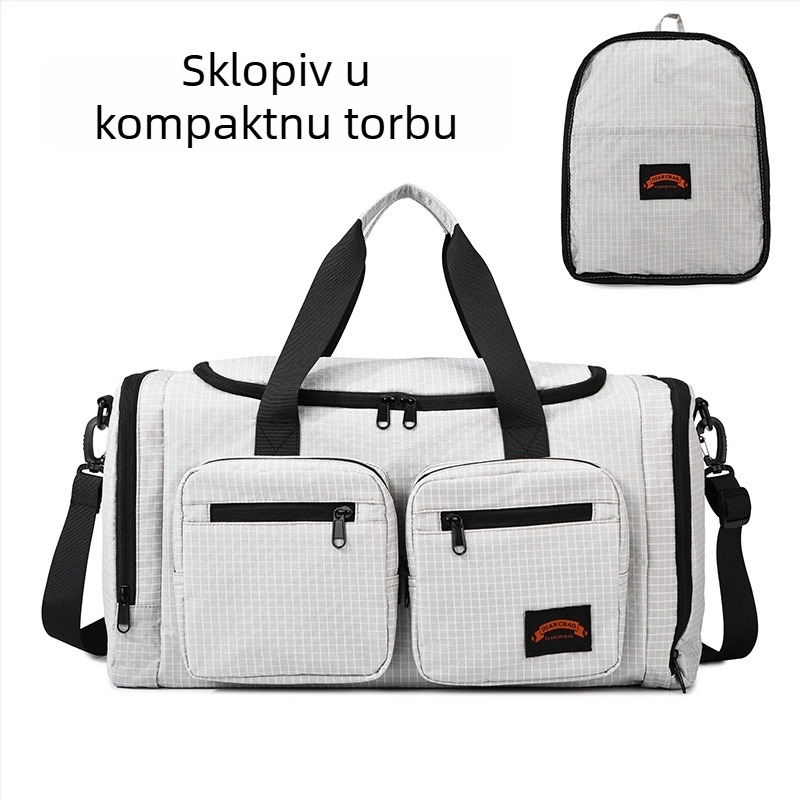 Sklopiva putna torba, kapacitet 20–35 L, Oxford tkanina, vodootporna i otporna na habanje, odjeljak za obuće, odjeljak suho/mokra, crossbody torba