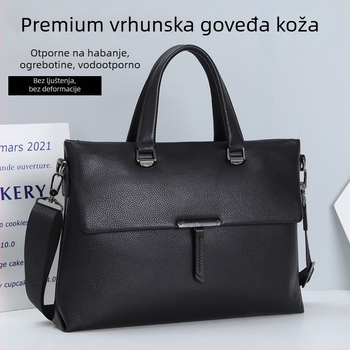 Muška kožna torba za prijenosno računalo - koža gornjeg sloja, vodootporna, ultra lagana, otporna na habanje
