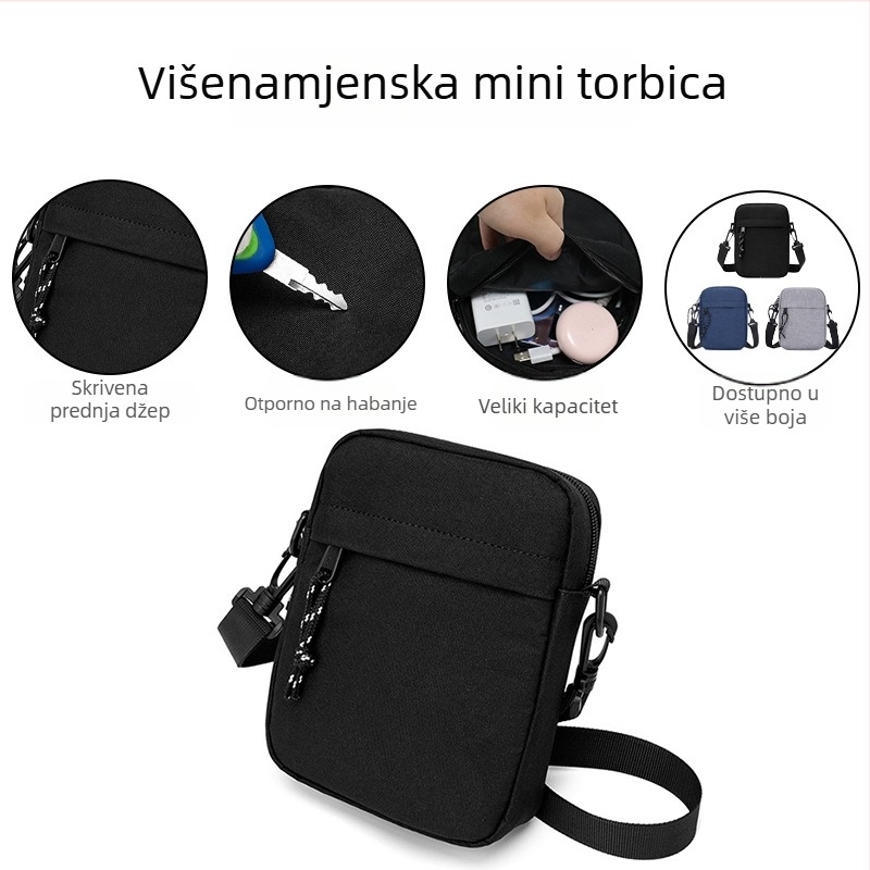 Muška crossbody torba Mikanu, od Oxford platna, vodootporna, za poslovna putovanja