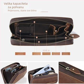 Muški clutch od prave kože Dujiang/done craftsman — retro stil, gornji sloj goveđe kože, otporan na habanje, za poslovna putovanja