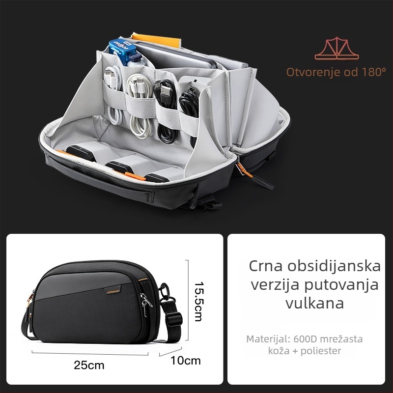 Muška crossbody torba u gradskom minimalističkom stilu, od poliester materijala, prozračna, vodootporna, izuzetno lagana, proširiva