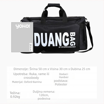 Crossbody sportska torba kapaciteta 36–55 L, Oxford materijal, duang, unisex, otporna na habanje i smanjuje teret