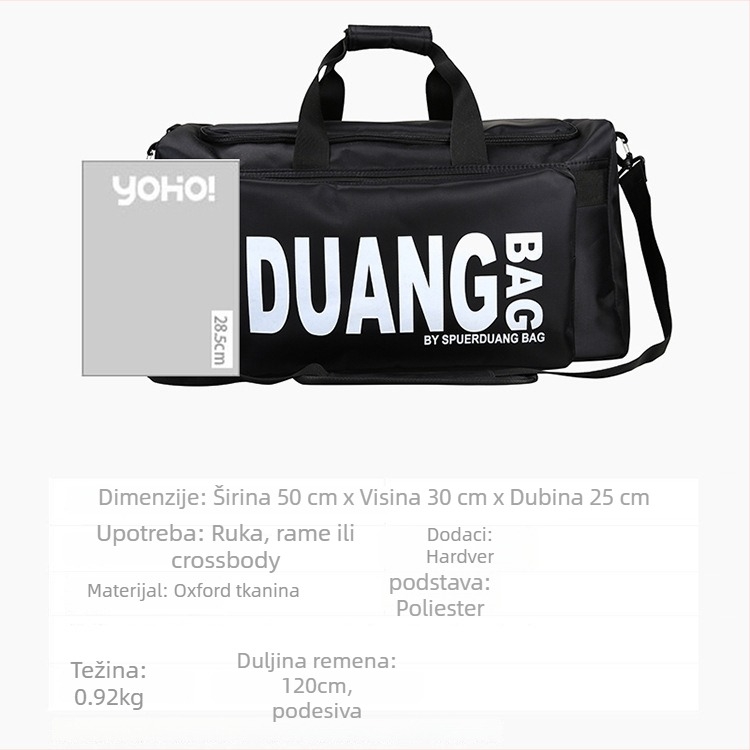 Crossbody sportska torba kapaciteta 36–55 L, Oxford materijal, duang, unisex, otporna na habanje i smanjuje teret