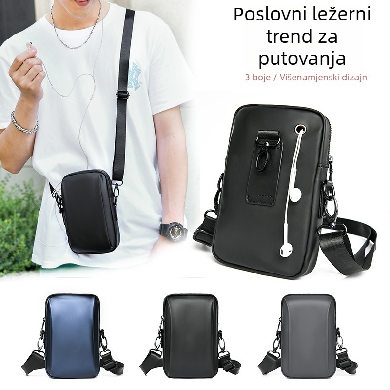 Muška crossbody torba P1008# — Ulični stil, Oxford tkanina, otporna na habanje, jednofarbni uzorak