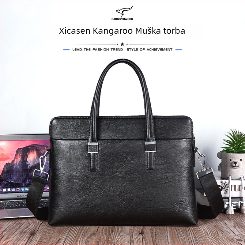 Poslovna crossbody torba od PU kože, pretinac za 14-inčni prijenosnik, vodootporna, model 9880