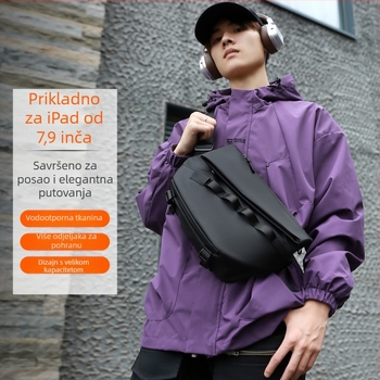 Muška crossbody torba, gradski minimalistizam, materijal: film, podstava: poliester, pogodna za pohranu