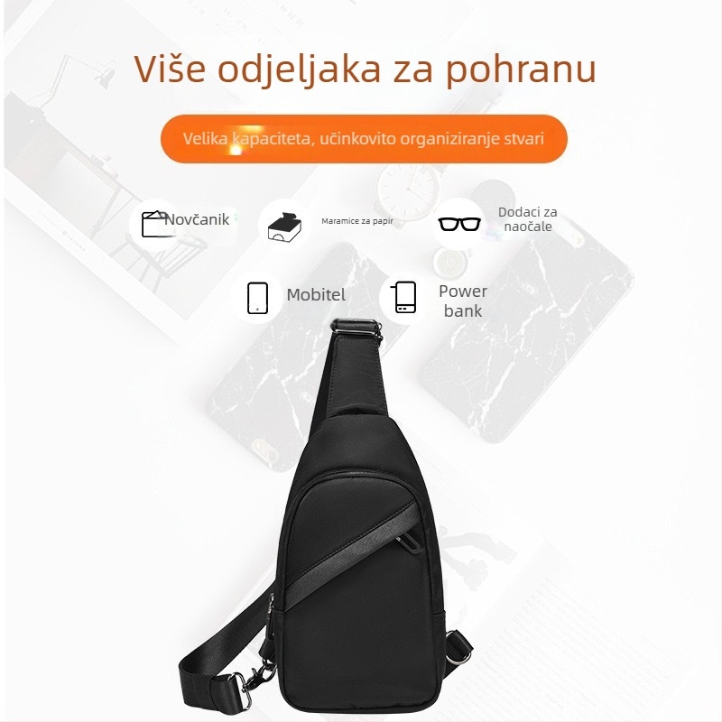 Muška torbica preko ramena - vodootporna poliester, podstava od poliester, pogodna za službena putovanja