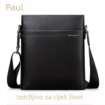 Emperor Paul POLO001 muška kožna vertikalna torbica za rame, poslovni stil, podstava poliester