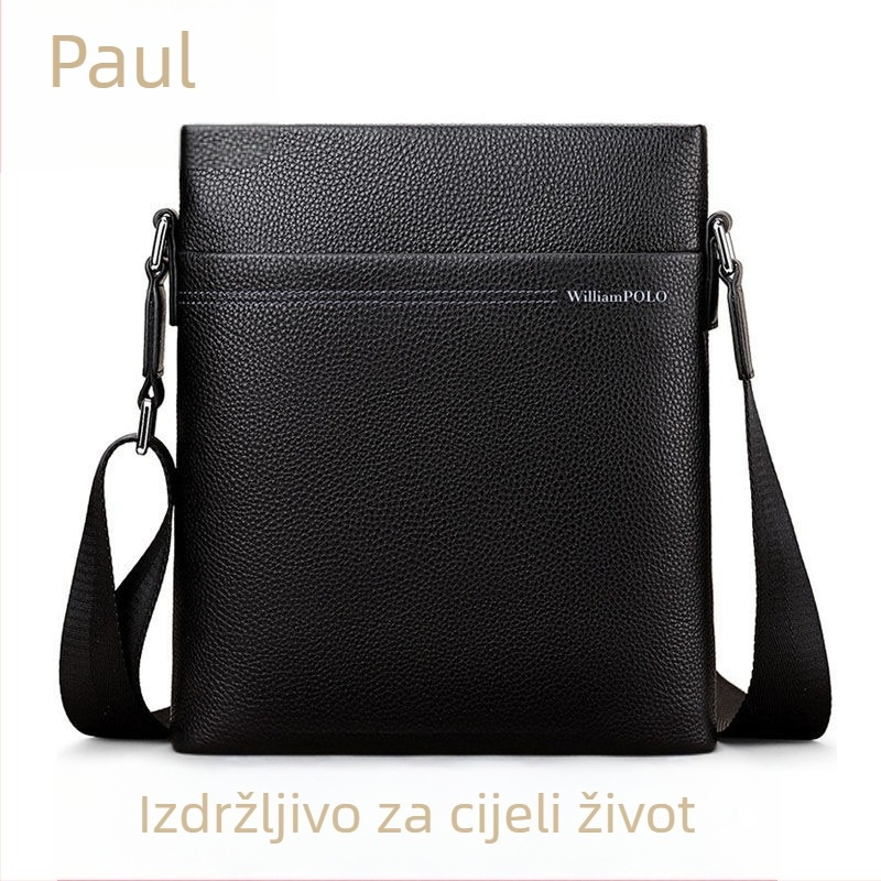 Emperor Paul POLO001 muška kožna vertikalna torbica za rame, poslovni stil, podstava poliester