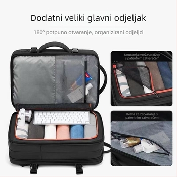 Torba za prijenosno računalo za poslovno putovanje – vodootporan Oxford, kapacitet 20–35L, unisex, zakrivljeni ramenski remen