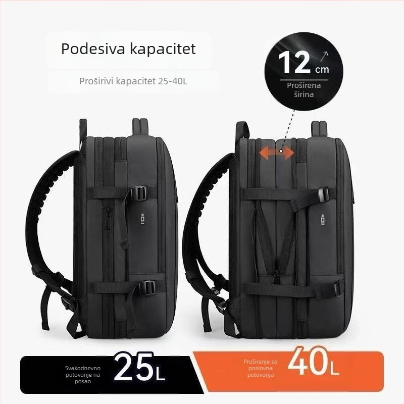 Torba za prijenosno računalo za poslovno putovanje – vodootporan Oxford, kapacitet 20–35L, unisex, zakrivljeni ramenski remen