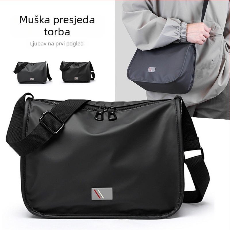 Muška crossbody torba za poslovna putovanja, najlon, vodootporna, jednobojna, podstava od poliester