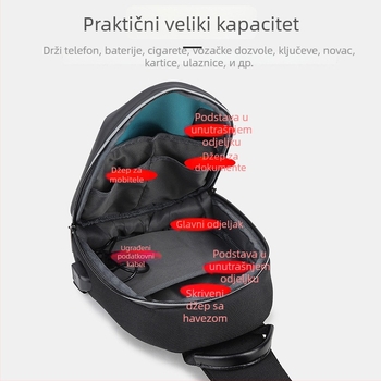 Torba za prsa s protiv krađe, vodootporna Oxford tkanina, ulični stil, Aliencross