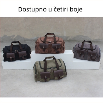 Muška platnena torba preko ramena za poslovna putovanja – stil poslovno putovanje, materijal: platno, podstava: poliester, uzorak: jednobojan