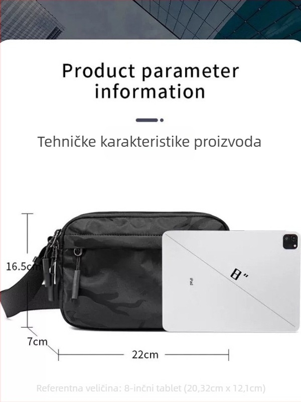 Muška crossbody torba — Najlon, Kamuflaža, Gradska jednostavnost, Poliester podstava, Zimska sezona 2025