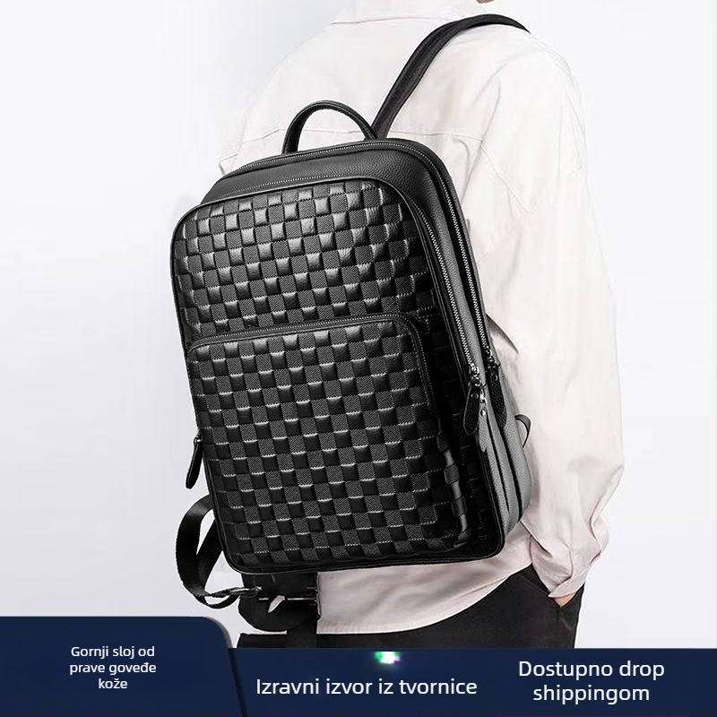 HEMR kožni poslovni ruksak, unisex, velika kapaciteta 20–35 L, koža prvog sloja krave, unutarnja najlonska podstava, zakrivljene naramenice, pogodan za poslovna putovanja