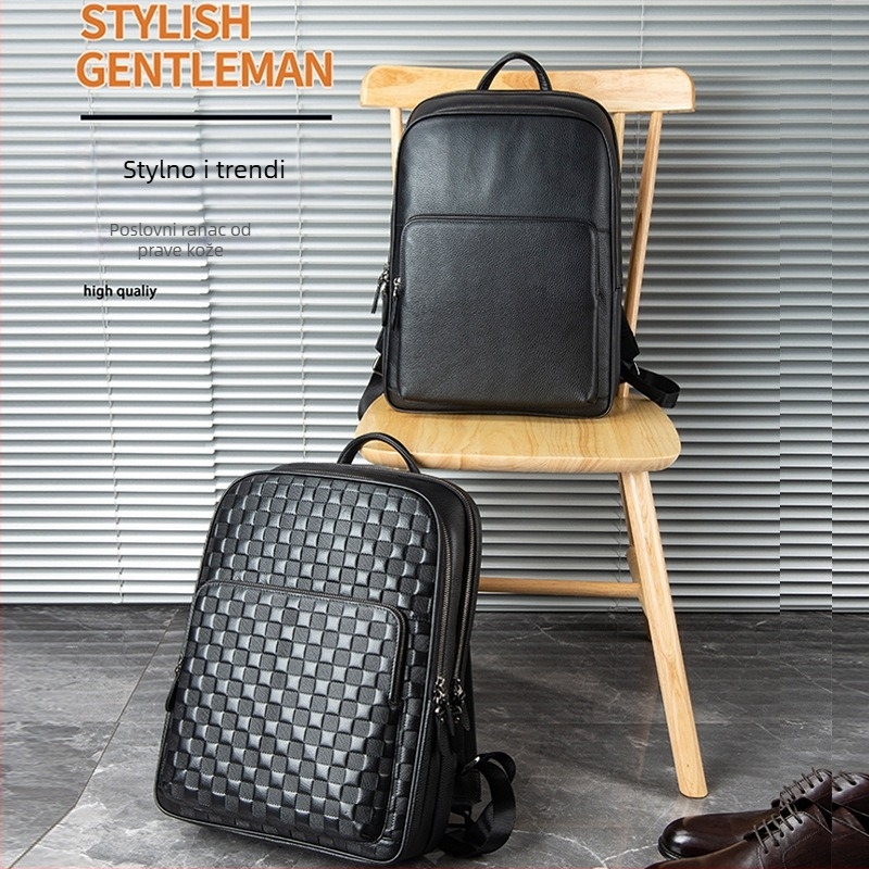 HEMR kožni poslovni ruksak, unisex, velika kapaciteta 20–35 L, koža prvog sloja krave, unutarnja najlonska podstava, zakrivljene naramenice, pogodan za poslovna putovanja