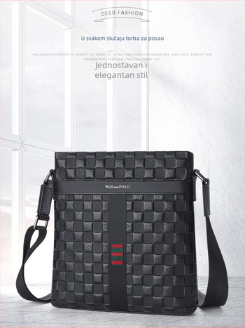 William Polo muška torba preko ramena od prave kože - jednobojna, podstava od poliestera, zaštita od krađe, poslovni stil putovanja