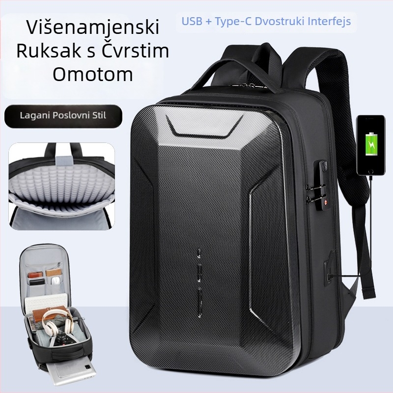 Unisex ruksak s tvrdim kućištem, proširiv, ABS+film materijal, kapacitet 36–55 L, sustav remena s zračnim jastučićima