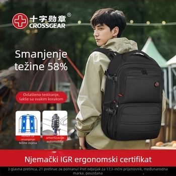 Crossgear Lagani ruksak za muškarce s križnim medaljom, 36-55L, najlon, vodootporan, za 15-inčni prijenosnik, gradski stil CAB159