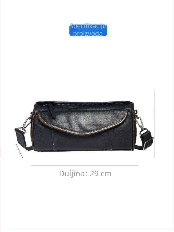Muška torba za rame, prirodna koža, prva sloj govedje kože, velika zapremina, vodootporna, ulični stil
