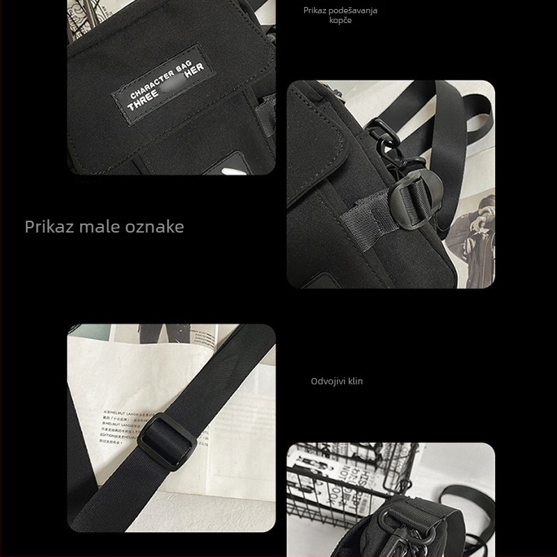 Muška crossbody torba s uličnim stilom, najlon materijal, geometrijski uzorak, podstava od poliestera, otpornost na habanje