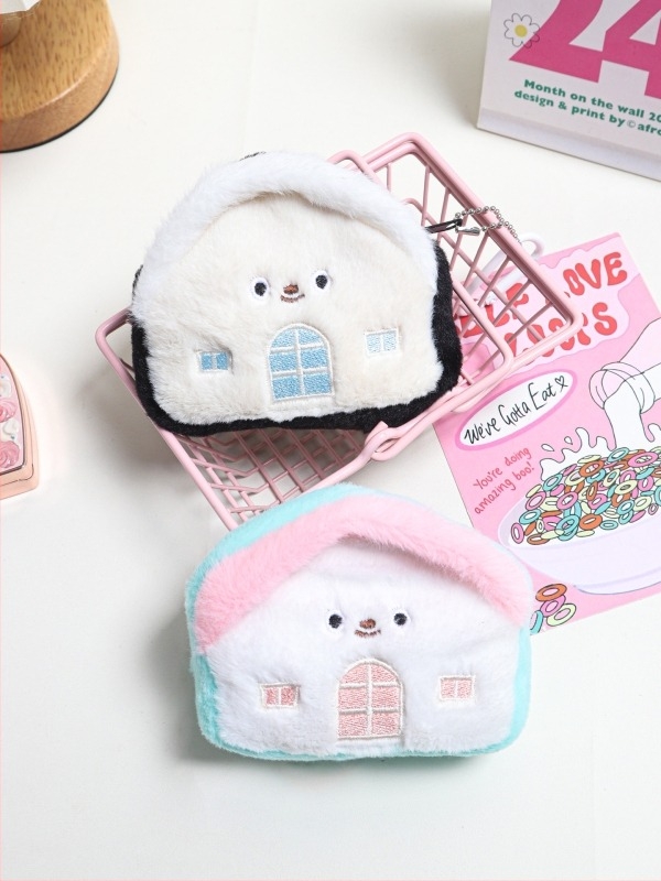 Novčanik u obliku kućice, od poliestera, organizator za slušalice i kablove, ultra lagan, privjesak za školski ruksak djevojčica