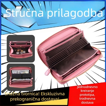 Damska kožna torbica-clutch s uzorkom krokodila, lančani remen, pretinci za kartice, velika zapremina