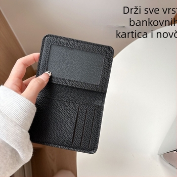 Novčanik i držač kartica od umjetne kože s uzorkom Lychee, unisex, ultra tanak, velik kapacitet, vodootporan i otporan na habanje, PU podstava