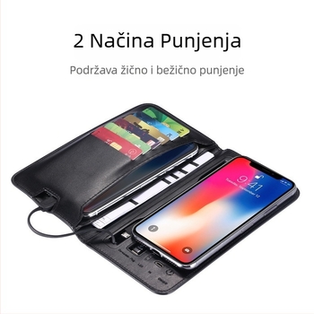 Novčanik s ugrađenom baterijom i držačem kartica, PU koža, model PNW-01, unisex