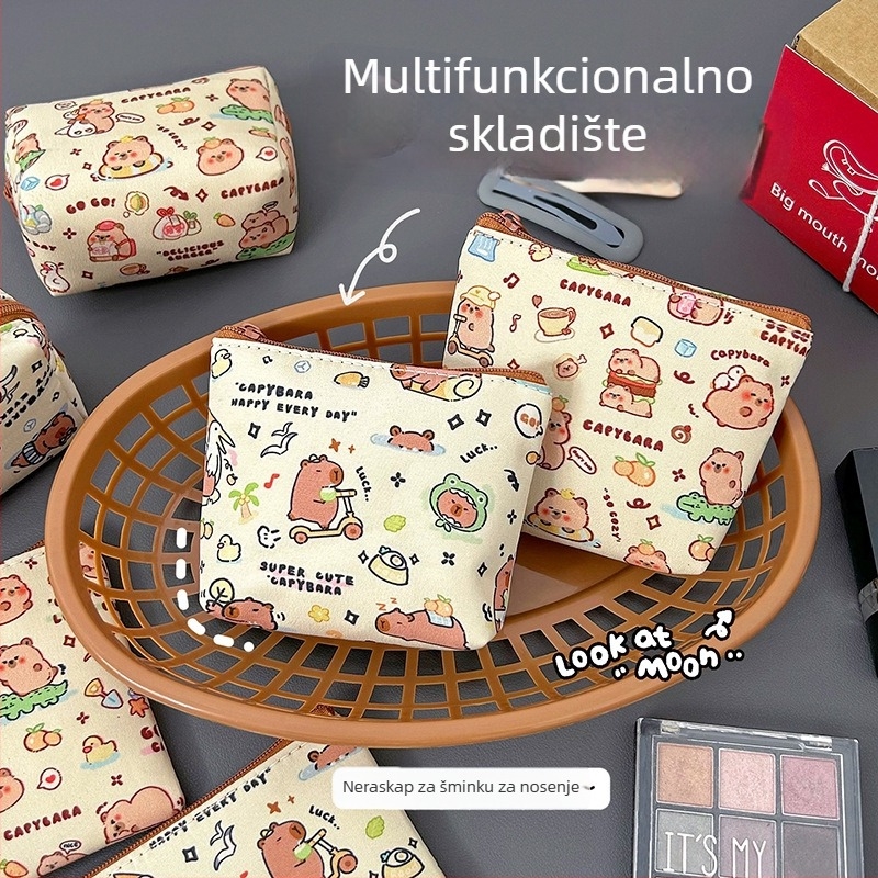 Novčanik za novčiće s kapibarom – platno, životinjski uzorak, street fashion, unisex, proljeće 2024