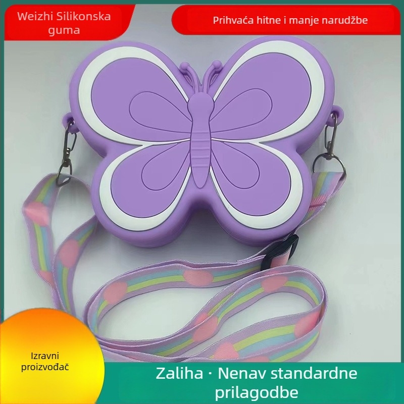 Silikonska mincovnica u obliku leptira s crossbody remenom – unisex, otporna, za svakodnevnu upotrebu
