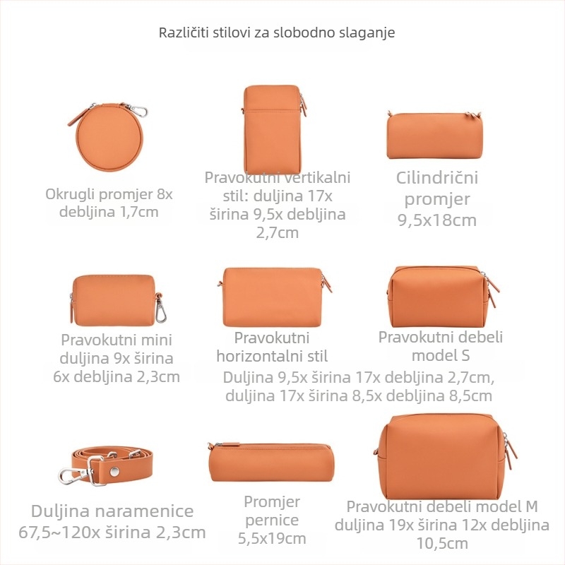 Modularni putni organizator za skladištenje s velikim kapacitetom, japanskog stila, PU materijal, višenamjenski neseser za kozmetiku, sitnice, odjeću i higijenske potrepštine; neseser za olovke.