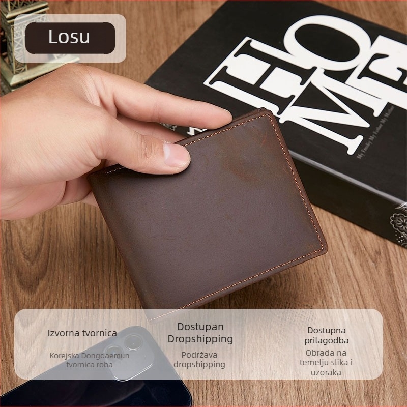 RFID-blokirajući muški kožni novčanik, bi-fold, s više pretinaca za kartice