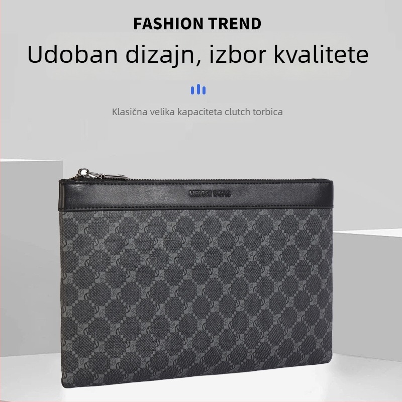 Muška clutch torba, PU materijal, otporna na habanje, uzorak s slovima, podstava od poliestera, Ljeto 2025