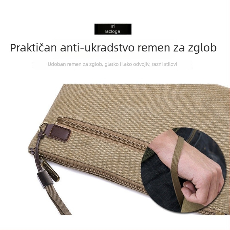 Zeyang platnena muška clutch torba - velika kapaciteta, podstava od platna, za poslovno putovanje