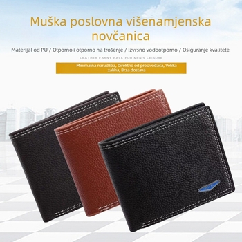 Muški novčanik od PU kože, preklopni otvor, urban stil jednostavnosti, podstava od poliestera, za svakodnevnu upotrebu.