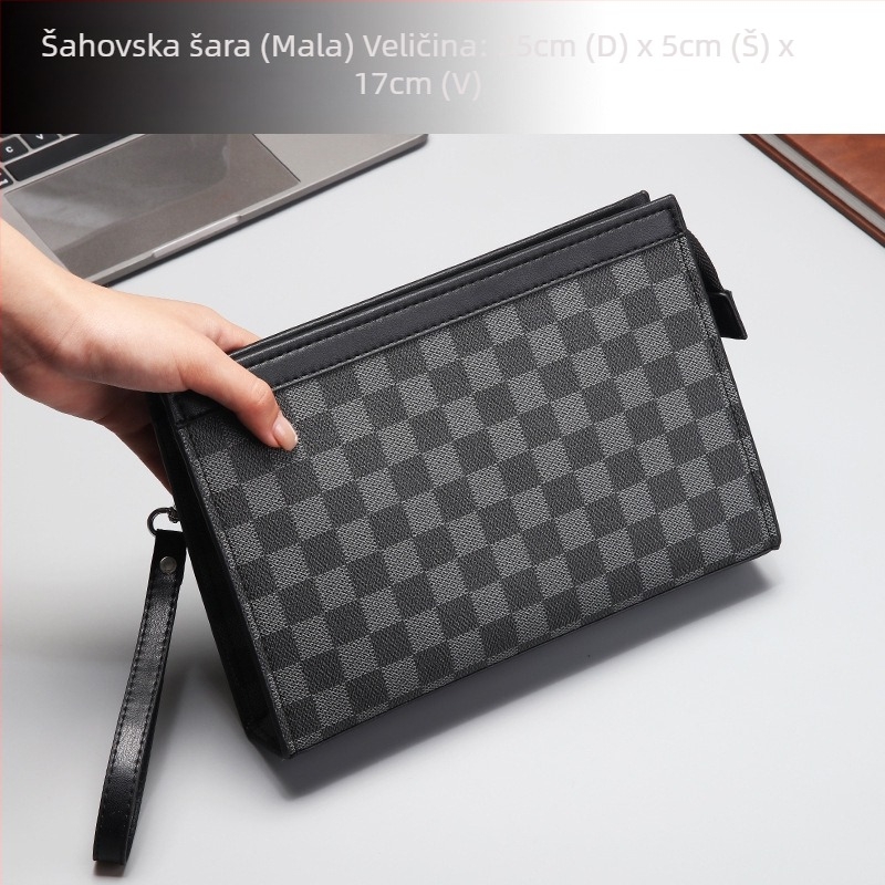 Muška klutch torba PVC – vodootporna, karirani uzorak, podstava od poliestera, Zi tong